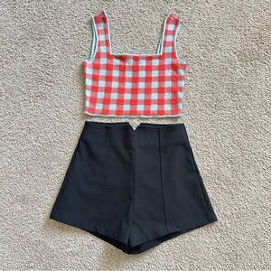 STAUD top and Black High-Waist Short set